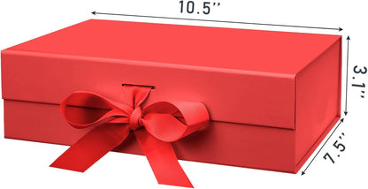 DaiUni 10.5"X7.5"X3.1" Pink Magnetic Gift Box with Lid and Ribbon for Presents