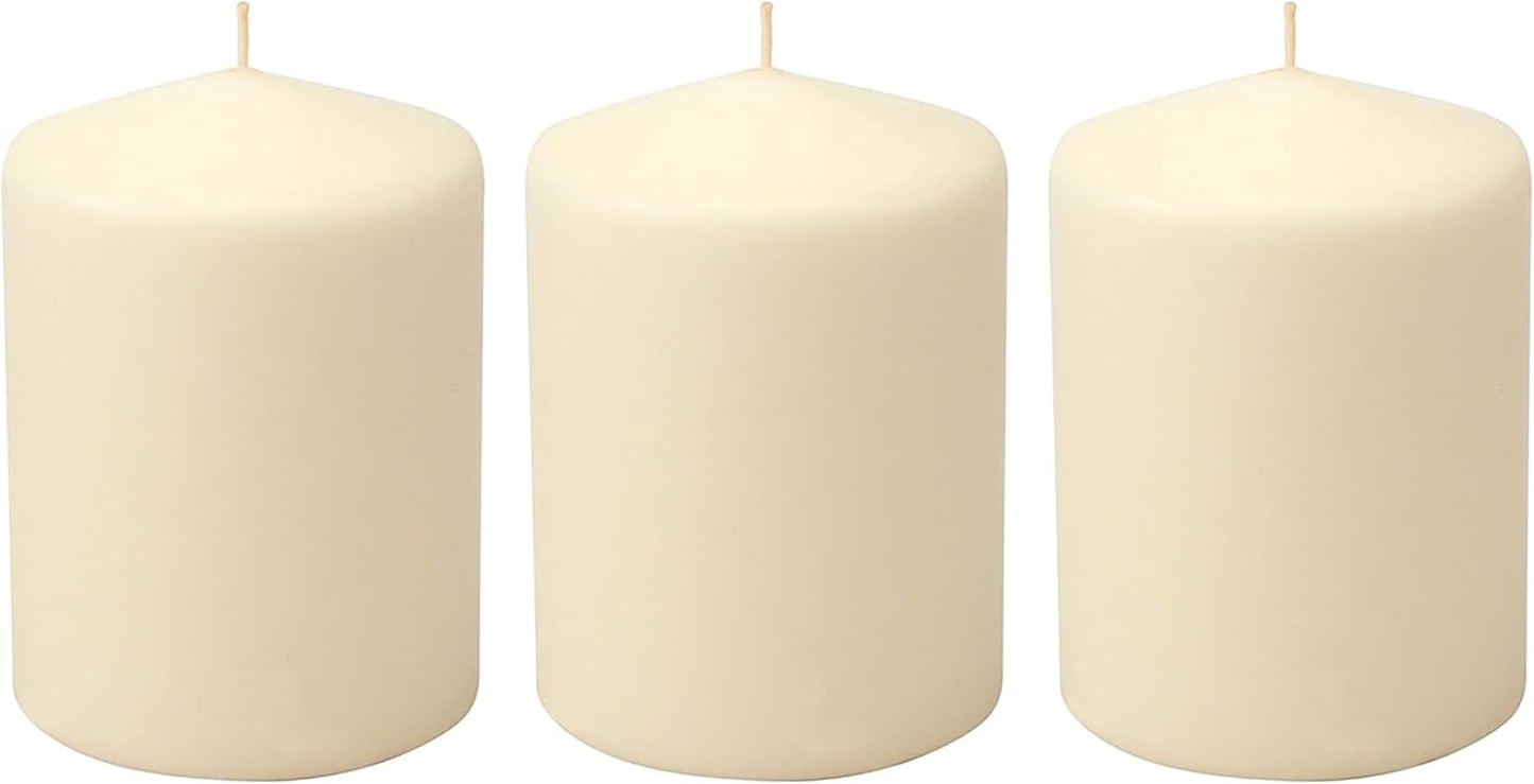 Stonebriar Unscented Pillar Candles – 65 Hour Burn Time, Long-Lasting Wax Candles for Weddings, Holidays, Home Décor & Special Events, Pack of 6, Ivory, 3" x 6"
