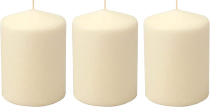 Stonebriar Unscented Pillar Candles – 35 Hour Burn Time, Long-Lasting Wax Candles for Weddings, Holidays, Home Décor & Special Events, Pack of 6, Ivory, 3" x 4"