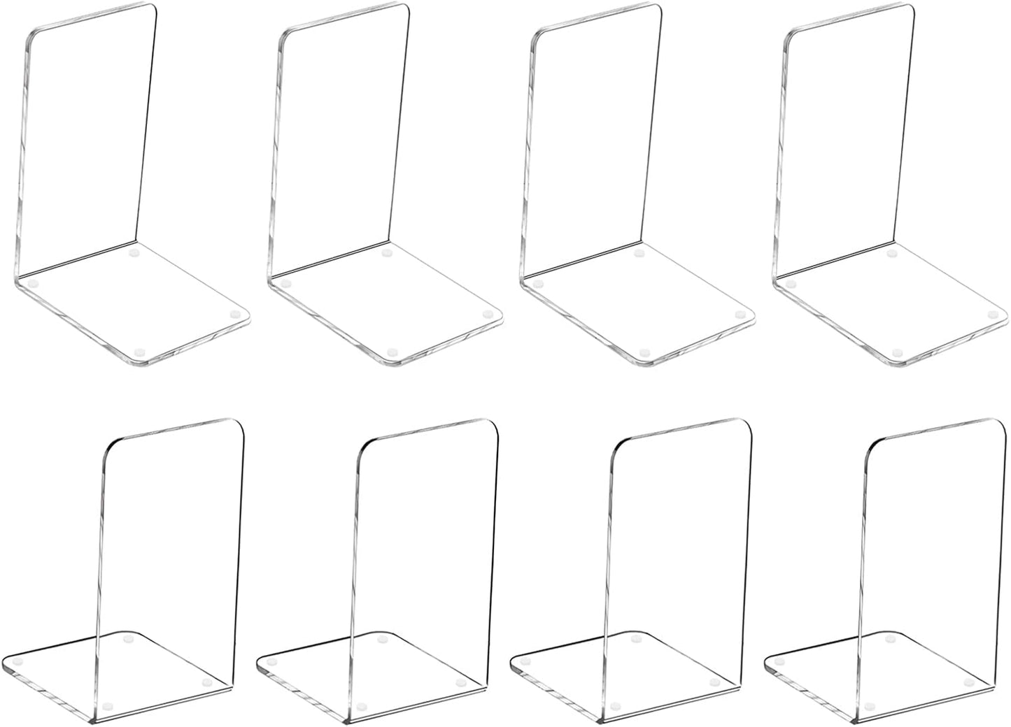 MerryNine Clear Book Ends 2pcs, Acrylic Bookends for Shelves, Non-Slip Bookend Decorative for Heavy Duty Book, Books Holder Stopper for Kids, Bookshelf Dividers Books Organizer for Office Home School
