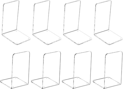 MerryNine Clear Book Ends 2pcs, Acrylic Bookends for Shelves, Non-Slip Bookend Decorative for Heavy Duty Book, Books Holder Stopper for Kids, Bookshelf Dividers Books Organizer for Office Home School
