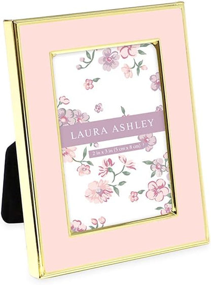 Laura Ashley 5x7 Navy Enamel Picture Frame, Gold Metal Edge with Easel, for Countertop, Counterspace, Tabletop Display, Bookshelf, Desk, Wall Décor, Photo Gallery (5x7, Navy W/Gold)