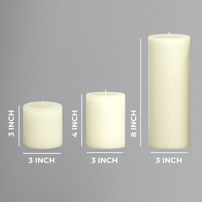 CANDWAX 3x4 inch Pillar Candles Set of 3 – Unscented Dripless Rustic Dark Blue Candles for Room Decor, Weddings, Centerpieces