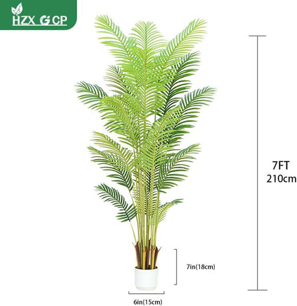 6FT Artificial Palm Tree Indoor with White Pot, Realistic Leaves, 15 Trunks Adjustable Branches, Tall Faux Fake Palm Plant, Ideal for Living Room Bedroom Office Home Interior Aesthetic Decor