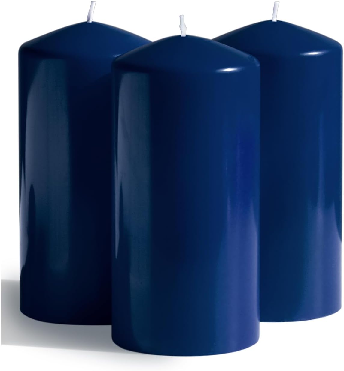 CANDWAX 3x4 inch Pillar Candles Set of 3 – Unscented Dripless Rustic Dark Blue Candles for Room Decor, Weddings, Centerpieces