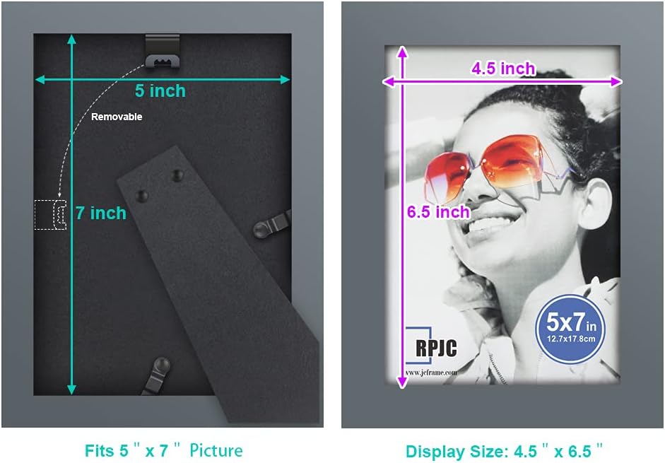 RPJC 5x7 Picture Frames Made of Solid Wood High Definition Glass for Table Top Display and Wall Mounting Photo Frame Black
