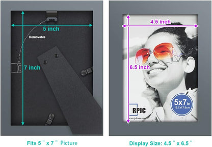 RPJC 5x7 Picture Frames Made of Solid Wood High Definition Glass for Table Top Display and Wall Mounting Photo Frame Black