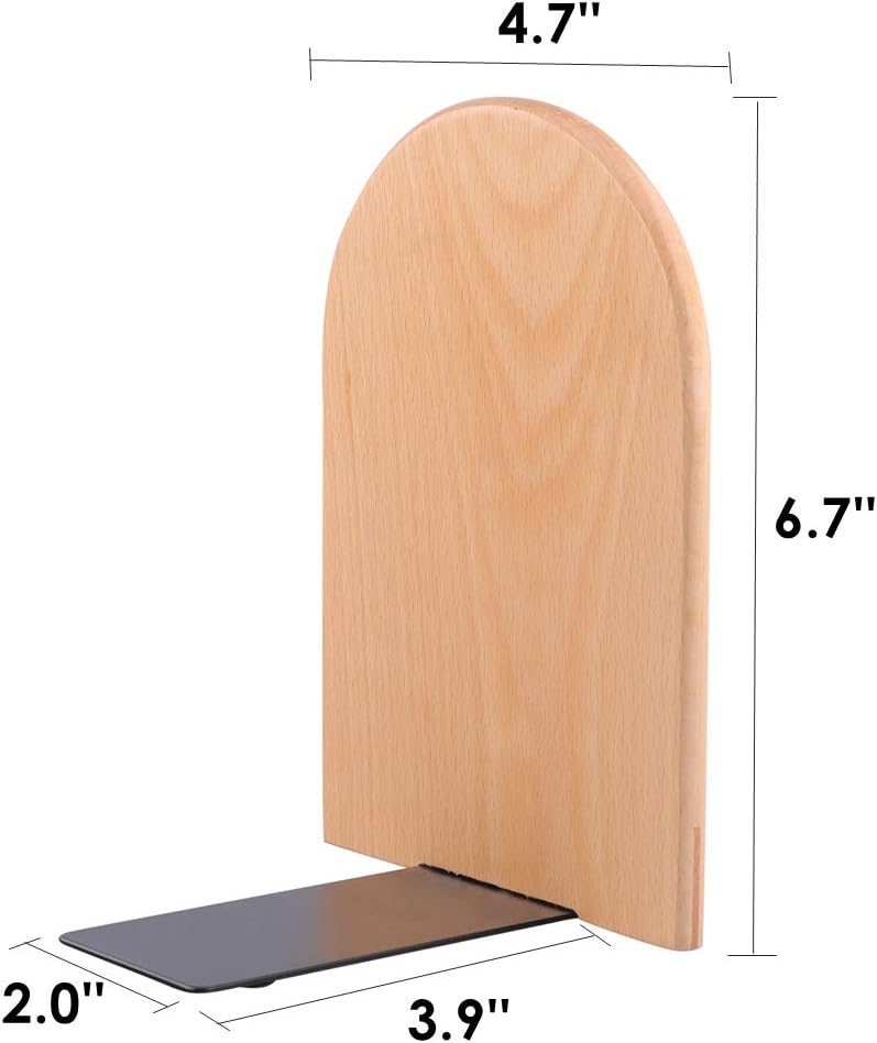 Pandapark Wood,Non-Skid Bookend for Shelves,Heavy Duty,Book Stand for CDs,1 Pair