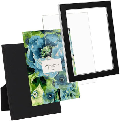 Laura Ashley 5x7 Navy Enamel Picture Frame, Gold Metal Edge with Easel, for Countertop, Counterspace, Tabletop Display, Bookshelf, Desk, Wall Décor, Photo Gallery (5x7, Navy W/Gold)