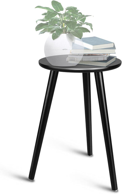 Uneedem Wood Mid Century Plant Stand for Indoor Plants, Modern Table, Tall Holder for Flower Pots, Small Round Side/End Table(A2 White, High: 16.5")