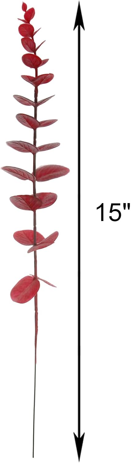 Tinsow 5 Pcs Real Touch Leaf Artificial Eucalyptus Stem Faux Eucalyptuses Wedding Bouquet Centerpiece Home Decor (Green)