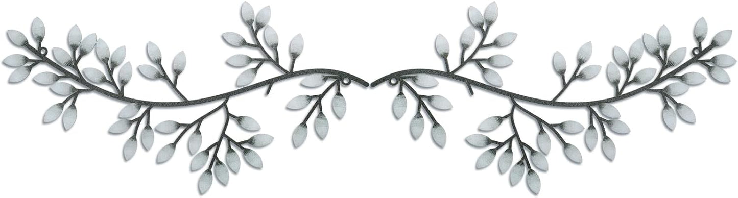 Hotop 2 Pieces Metal Tree Leaf Wall Decor Vine Olive Branch Leaf Wall Art Wrought Iron Scroll Sculptures Above the Bed, Living Room, Outdoor Decoration (Classic Style,Black)