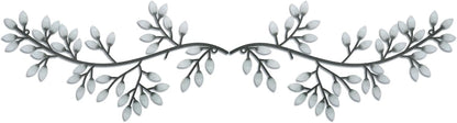 Hotop 2 Pieces Metal Tree Leaf Wall Decor Vine Olive Branch Leaf Wall Art Wrought Iron Scroll Sculptures Above the Bed, Living Room, Outdoor Decoration (Classic Style,Black)