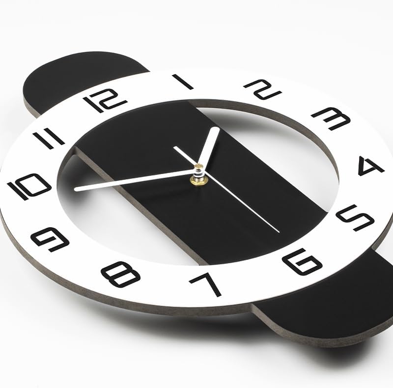 Decorative Wall Clock for Living Room Decor Large Modern Wall Clocks with Pendulum Battery Operated for Bedroom Office Kitchen Home Small Black Silent Wall Clock Non Ticking 11.8*22.4 Inch