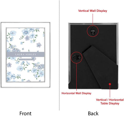 Laura Ashley 5x7 Navy Enamel Picture Frame, Gold Metal Edge with Easel, for Countertop, Counterspace, Tabletop Display, Bookshelf, Desk, Wall Décor, Photo Gallery (5x7, Navy W/Gold)