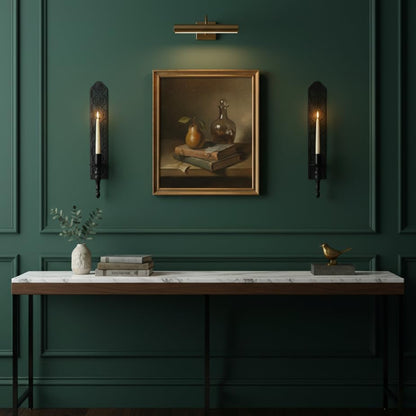 Metal Wall Candle Sconce Holder Set of 2 Hanging Wall Mounted Candle Sconces Holder, Wall Sconces Decor for Bedroom Dining Room, Black 10inch×6inch