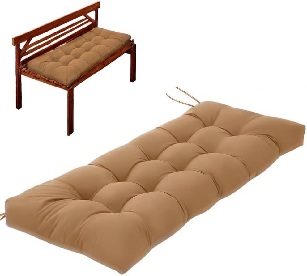 Bench Cushion, Patio Furniture Cushions with Ties, Soft Bench Cushions for Indoor/Outdoor Furniture Kitchen&Dining (Black, 39 * 19.7in)