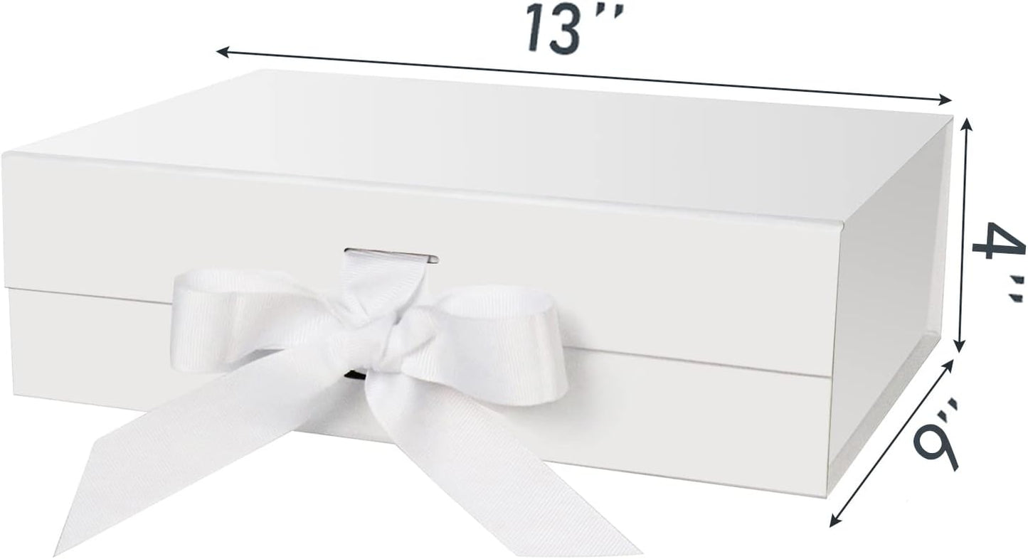 DaiJoob Gift Box with Lid for Presents 10.5x7.5x3.1 Inches with Ribbon and Magnetic Closure(1-Pack) (Black)