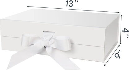 DaiJoob Gift Box with Lid for Presents 10.5x7.5x3.1 Inches with Ribbon and Magnetic Closure(1-Pack) (Black)