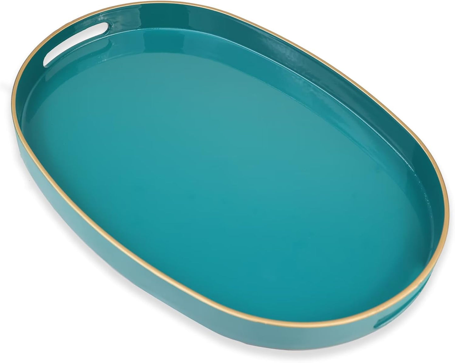 Green Decorative Tray with Handles, Versatile Serving Tray for Coffee Table, Ottoman, Ideal for Serving, Displaying, Organizing, 15.7"*10.2"*1.57"