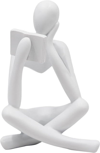 Jinkoozz Reading Women Statue, Thinker Sculptures, Abstract Art Ornament, Modern Aesthetic Figurine Decoration, Suitable for Home Living Room Bedroom Office Shelf Table Desk Bookshelf Decor