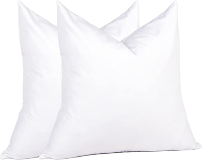 puredown® Euro Pillow Inserts 24 x 24 (Pack of 2, White), Feather Down Pillow Stuffer, White Throw Pillows for Bed, Couch, and Cushion
