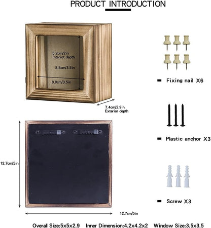 Freezing point Shadow Box Frame 8x8 Shadow Boxes Display Case with Linen Back Memorabilia Awards Medals Bouquet Photos Picture Badge Wedding Memory Box for Keepsakes Carbonized Small Pin Board