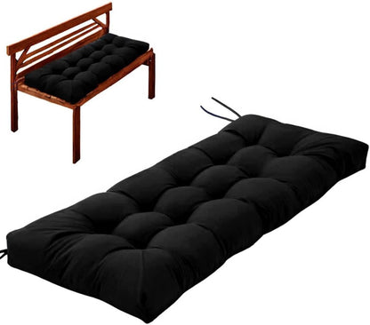 Bench Cushion, Patio Furniture Cushions with Ties, Soft Bench Cushions for Indoor/Outdoor Furniture Kitchen&Dining (Black, 39 * 19.7in)