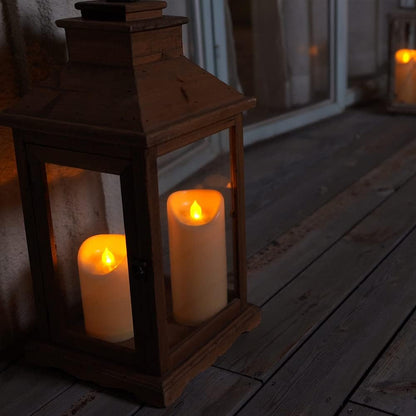 Homemory 6"x3" Outdoor Waterproof Flameless Candles, LED Candles, Battery Operated Candles with Remote and Timers, Electric Fake Plastic Pillar Candles, Ivory White, Set of 2