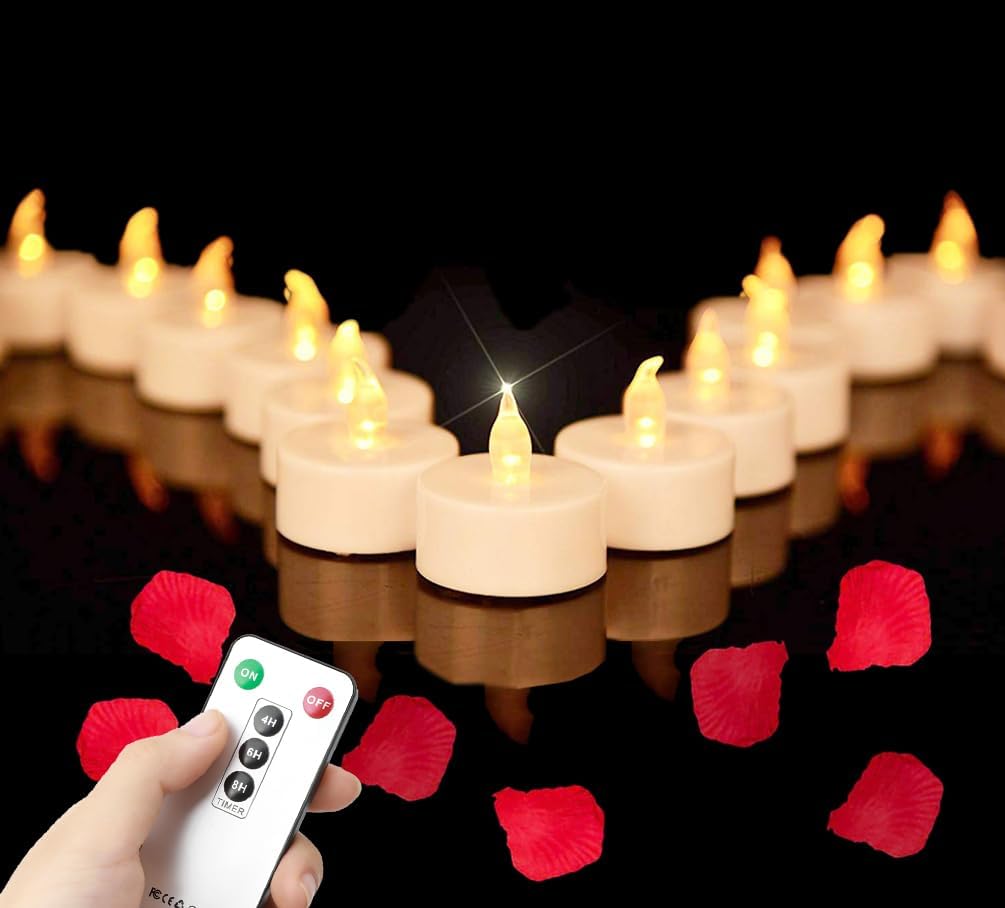 Battery Operated LED Tea Lights: 24PACK Flameless Votive Candles Lamp Realistic and Bright Flickering Holiday Gift Long Lasting 200Hours for Seasonal & Festival Celebration Warm White