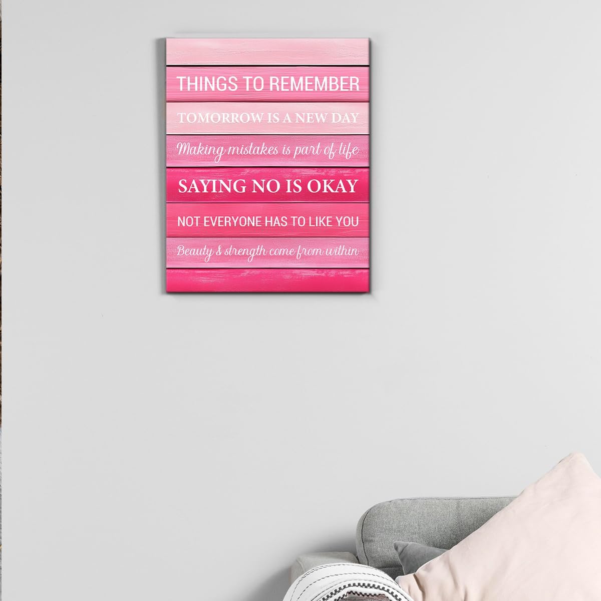 Inspirational Farmhouse Canvas Print Wall Art Decor One Small Positive Thought in the Morning Can Change Your Whole Day Sign Painting Plaque Rustic Home Decoration (8 X 8 Inches, Framed)