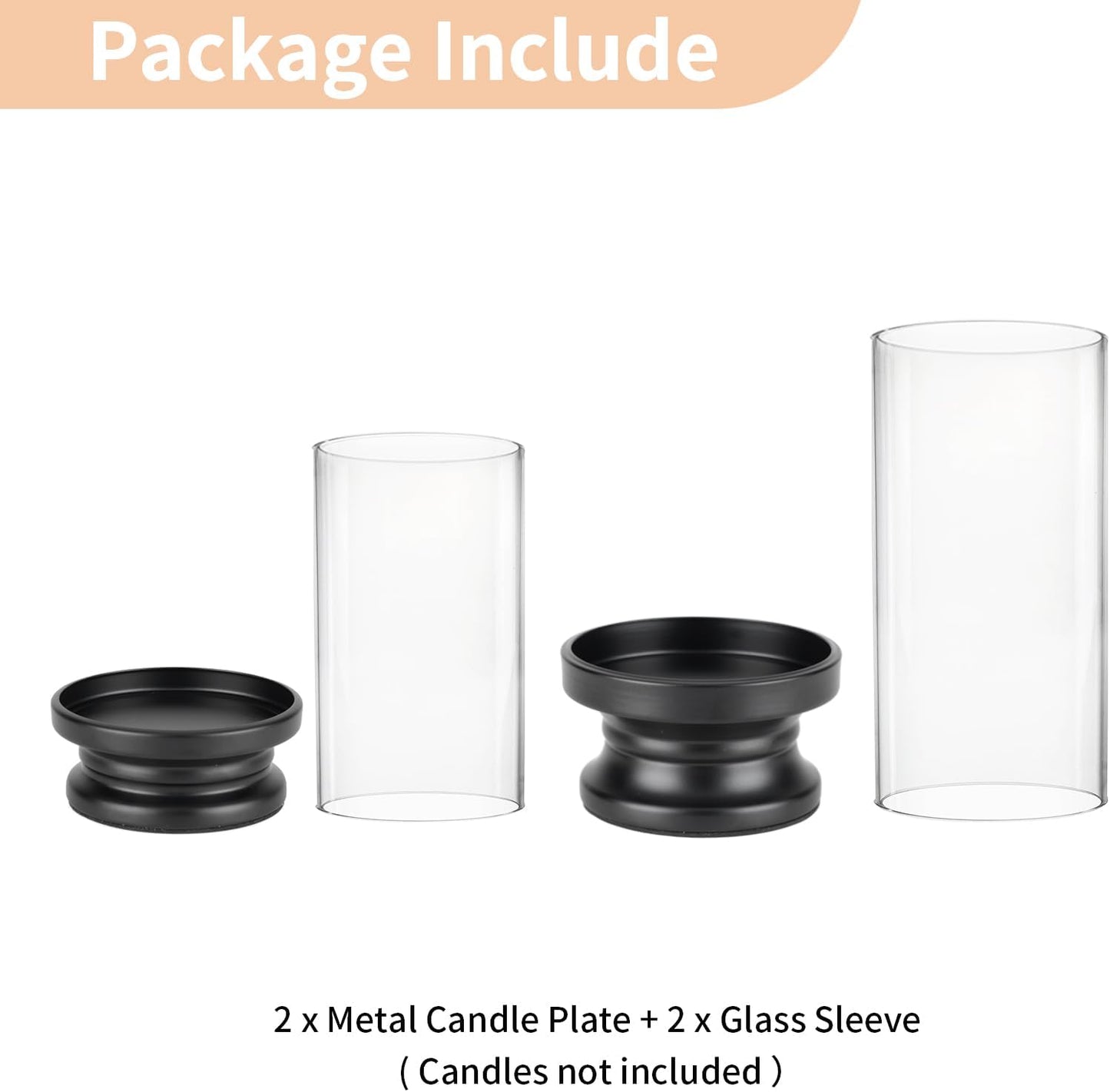 NUPTIO Hurricane Candle Holder Gold: Pillar Candle Holders with Clear Glass Sleeve - Set of 2 Decorative Brass Metal Pillars Stand for Dining Table Centerpiece Shelf Fireplace Mantel Decor
