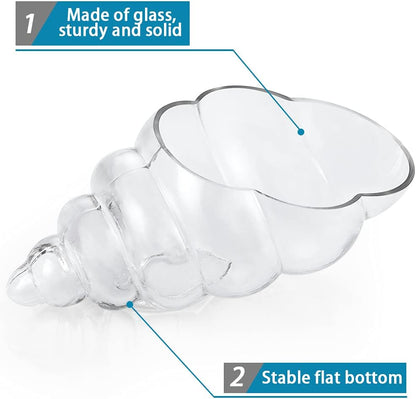 MDLUU Glass Shell Vase, 11-Inch Seashell Potpourri Holder, Large Decorative Conch Bowl for Shell Collection Display, Sea Glass, Air Plant