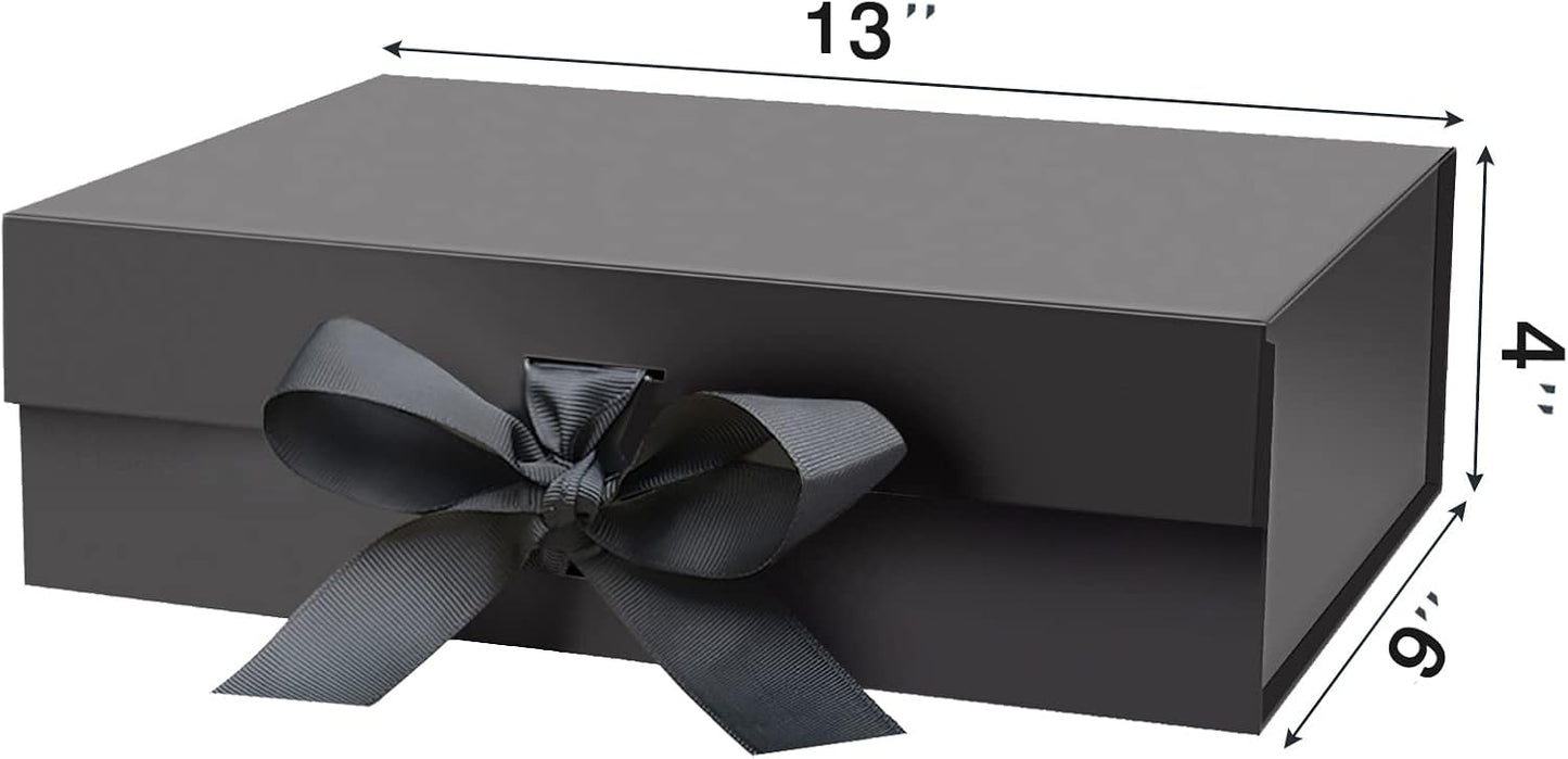 DaiUni 10.5"X7.5"X3.1" Pink Magnetic Gift Box with Lid and Ribbon for Presents