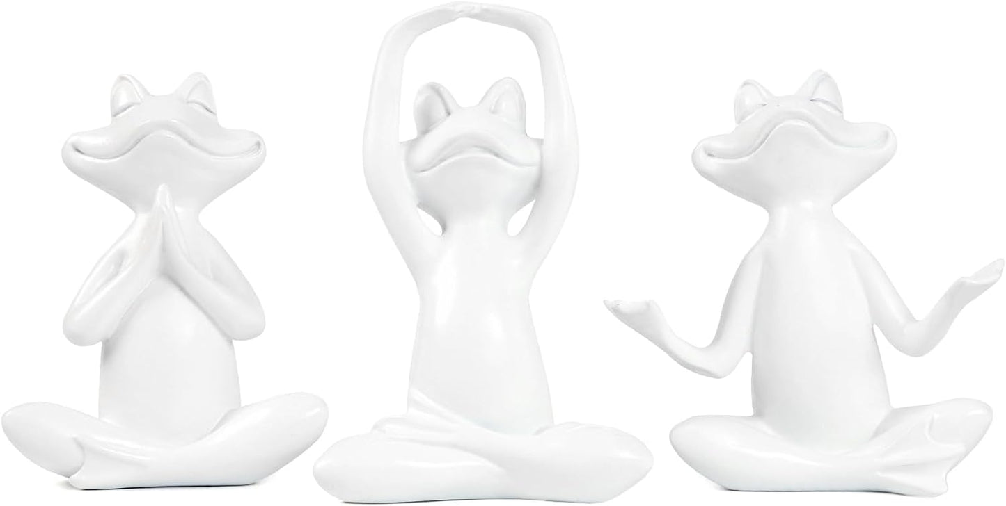 Suoedd Gold Frog Figurines Yoga Decor 3.7In Set of 3 –Frog Yoga Statues for Modern Living Room Desk Table Home Office Bookshelf Shelves Sculptures Decor,Gifts for Mom Women