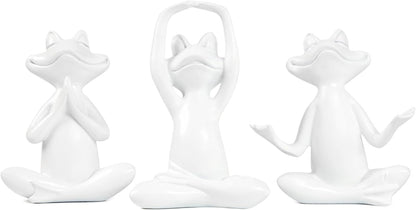 Suoedd Gold Frog Figurines Yoga Decor 3.7In Set of 3 –Frog Yoga Statues for Modern Living Room Desk Table Home Office Bookshelf Shelves Sculptures Decor,Gifts for Mom Women