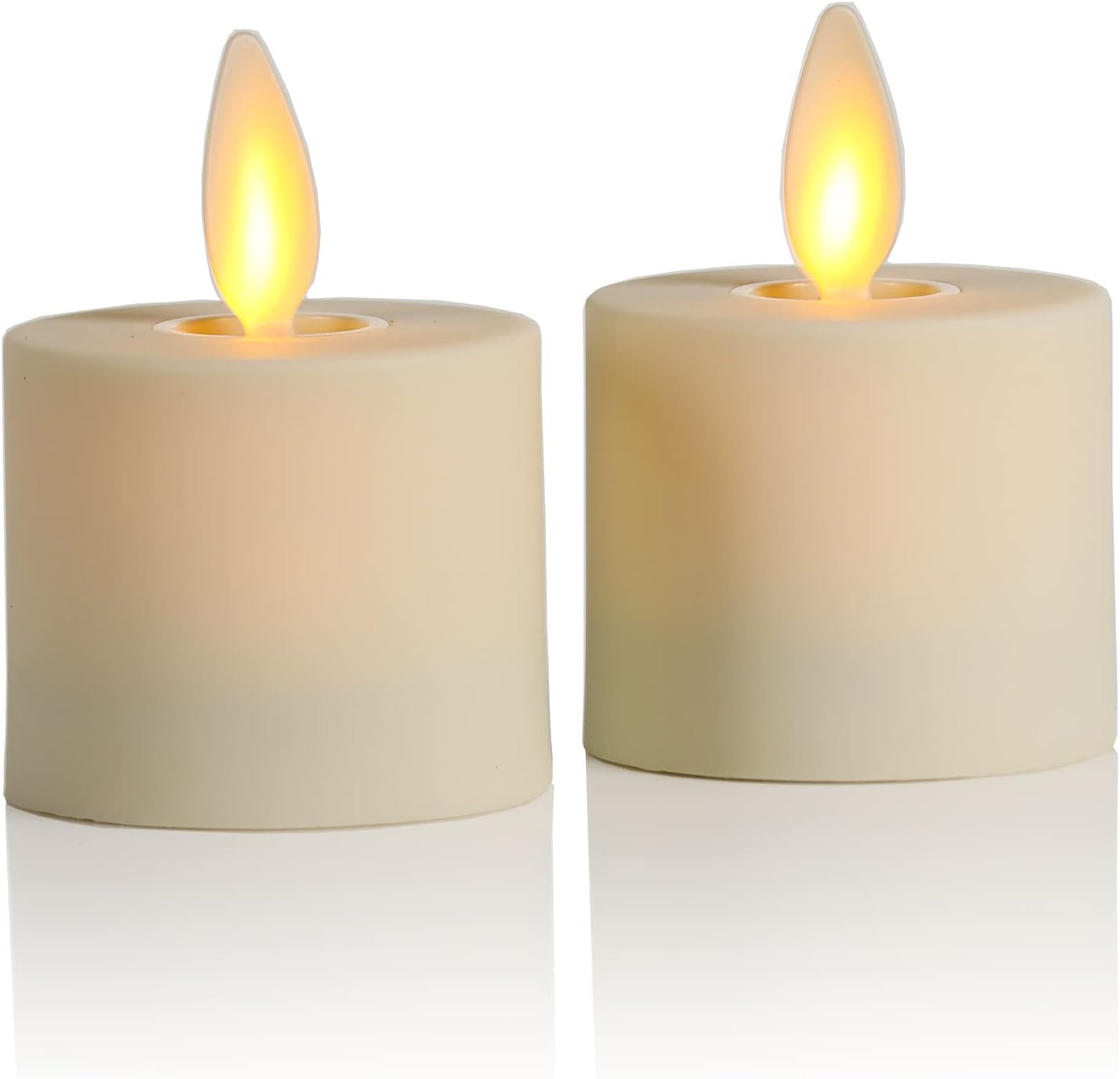 Luminara Flickering Flameless Pearl Ivory Tealights - Warm LED Light Flame Votives - Battery Operated Decor for Dining Room Table Centerpieces, Fireplace Mantel, Dinner Party, Reception - Set of 4