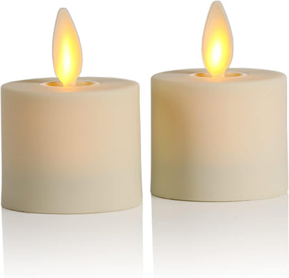 Luminara Flickering Flameless Pearl Ivory Tealights - Warm LED Light Flame Votives - Battery Operated Decor for Dining Room Table Centerpieces, Fireplace Mantel, Dinner Party, Reception - Set of 4