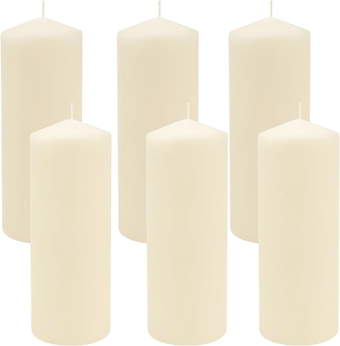 Stonebriar Unscented Pillar Candles – 65 Hour Burn Time, Long-Lasting Wax Candles for Weddings, Holidays, Home Décor & Special Events, Pack of 6, Ivory, 3" x 6"