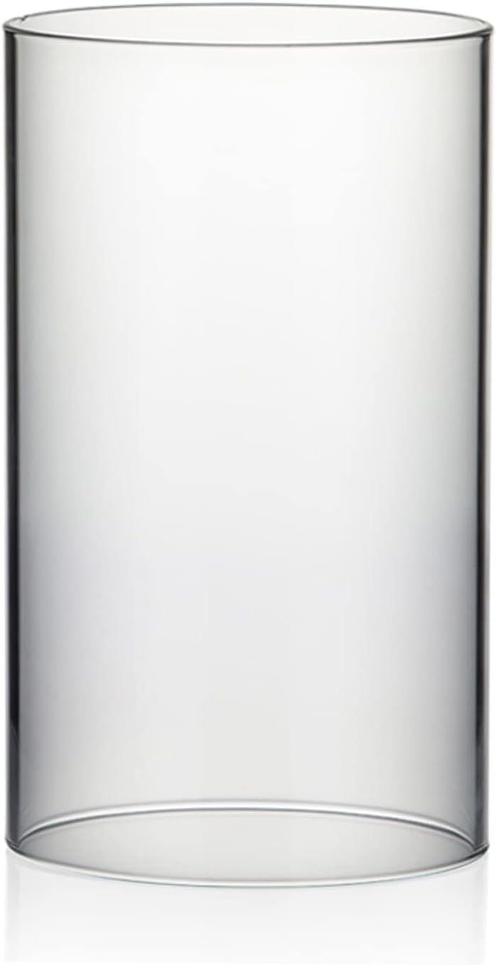 WGVI Hurricane Candle Holder Sleeve, Wide 4", Height 8", Clear Glass Cylinder Candleholder, Chimney Tube, Open Ended Candle Shade, 1 Piece - Colors B
