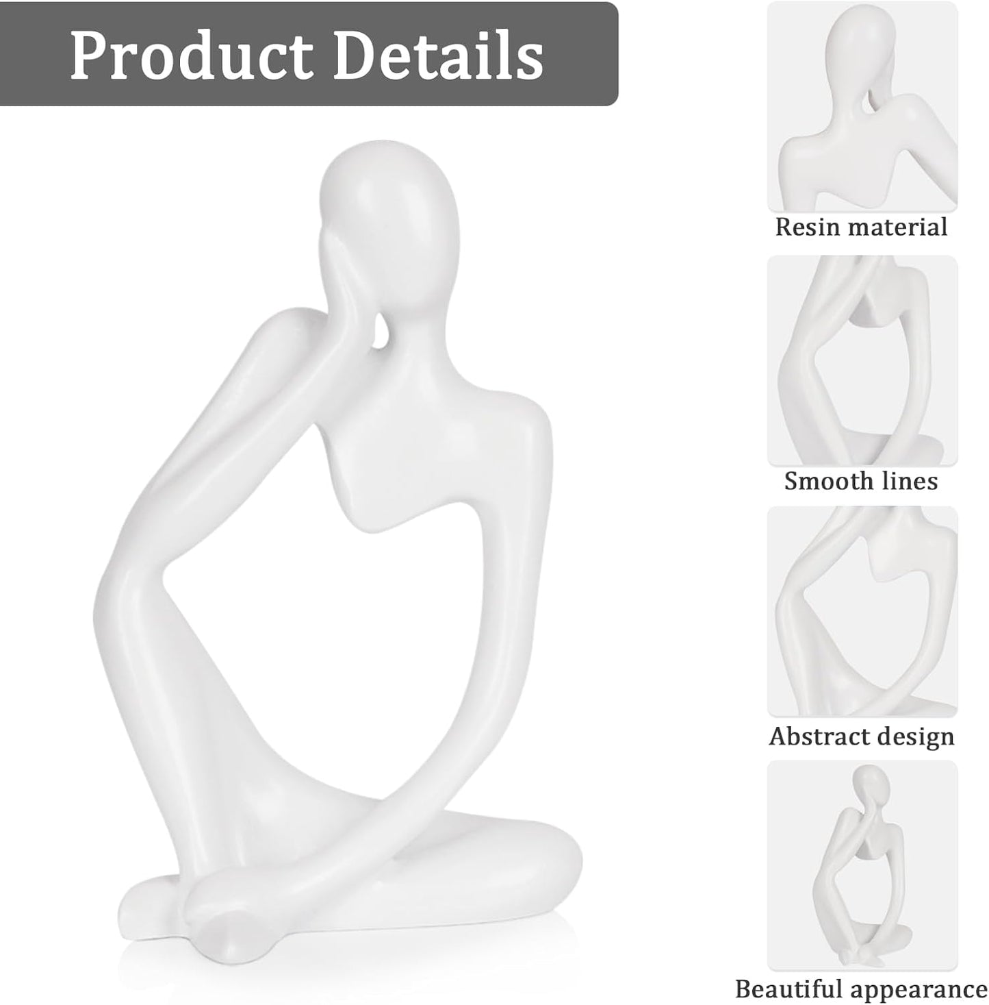 Sandstone Resin Thinker Style Abstract Sculpture Statue Collectible Figurines Home Office Bookshelf Desktop Decor(Small Sandstone,Left)