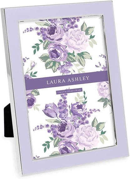 Laura Ashley 5x7 Navy Enamel Picture Frame, Gold Metal Edge with Easel, for Countertop, Counterspace, Tabletop Display, Bookshelf, Desk, Wall Décor, Photo Gallery (5x7, Navy W/Gold)