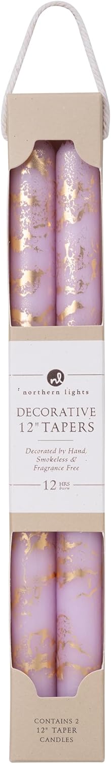 Premium Decorative Tapers - 12" 2PK - Terra Cotta w/Gold - 73301
