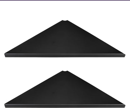 evron Corner Mounting Shelf Set of 2 – Easy to Install Floating Wall Shelves with Wood Grain Finish, Durable and Waterproof ABS Plastic for Kitchen, Bathroom, Living Room Home Décor