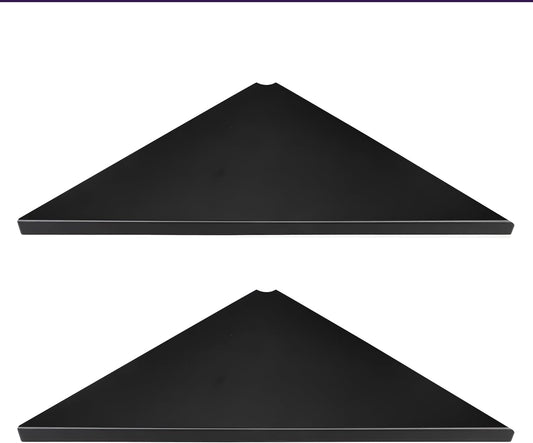 evron Corner Mounting Shelf Set of 2 – Easy to Install Floating Wall Shelves with Wood Grain Finish, Durable and Waterproof ABS Plastic for Kitchen, Bathroom, Living Room Home Décor
