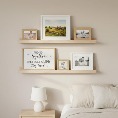 AZSKY Floating Shelves Wall Mounted Set of 2 Natural Wood Picture Shelves Wall Shelves for Bedroom Bathroom Living Room Kitchen Laundry Room Storage & Decoration 24 Inch