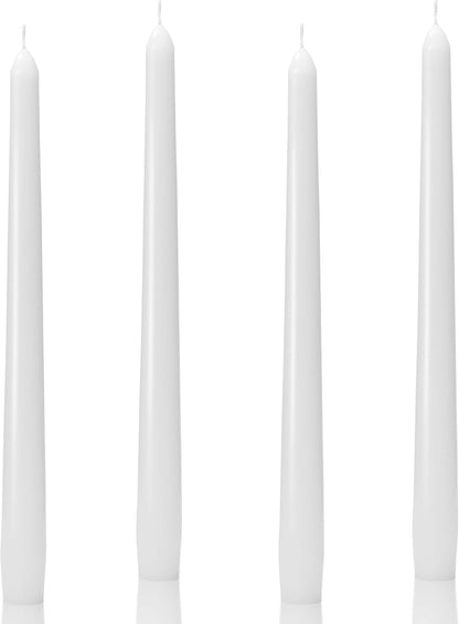 10-Inch Ivory Taper Candles - Dripless Smokeless Tapered Candle Cream Unscented Candlesticks Paraffin Wax Long Slow Burning Tall Candle Sticks for Dinner Business Wedding Restaurants 12 Pack