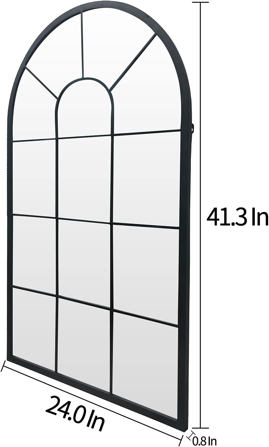 HQiJun Black Arched Window Mirror, Farmhouse Decorative Wall Mirrors for Living Room, Bedroom, Entryway, Bathroom Vanity, Fireplace Mantel, Window Pane Mirror Wall Decor (Black, 31.5 x 20 x1)