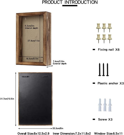 Freezing point Shadow Box Frame 8x8 Shadow Boxes Display Case with Linen Back Memorabilia Awards Medals Bouquet Photos Picture Badge Wedding Memory Box for Keepsakes Carbonized Small Pin Board