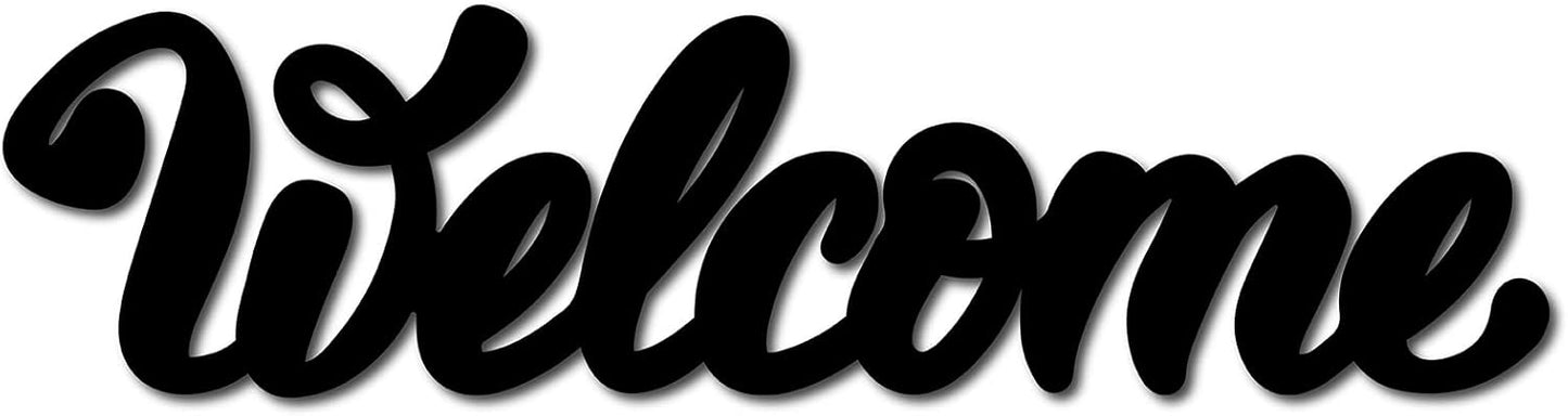 CREATCABIN Welcome Sign Welcome Wood Cutout Wooden Wall Decor Letters Laser Cut Art Unfinished Rustic Decorative DIY for Front Door Home Gallery Porch Coffee Bar Wreath Gift 11.8 x 2.4 Inch